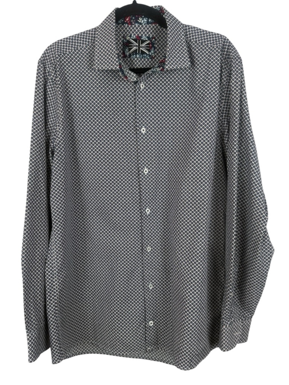 Soul of London Cotton Men’s Slim Fit Geometric Print Dress Shirt - Size 16.5 L